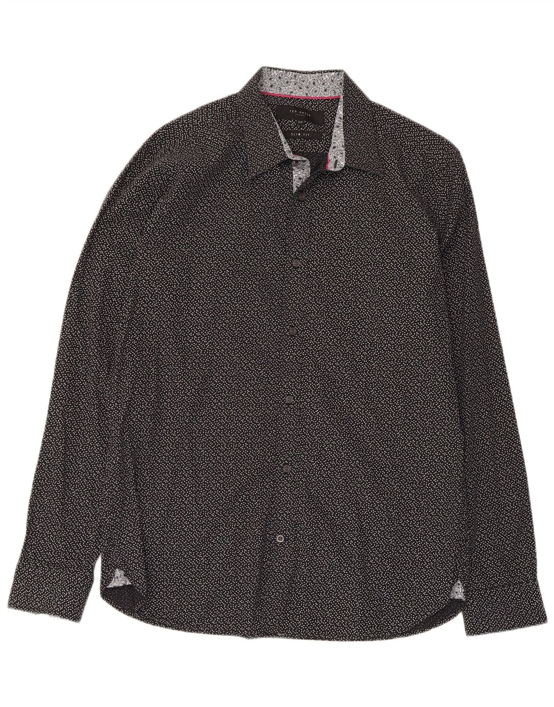 Ted Baker Mens Abstract Pattern Slim Fit Shirt Size 15 1/2 Medium Black
