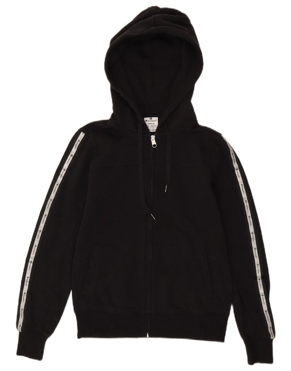 Maglione con cappuccio e zip grafica da donna Champion UK 10 piccolo cotone nero