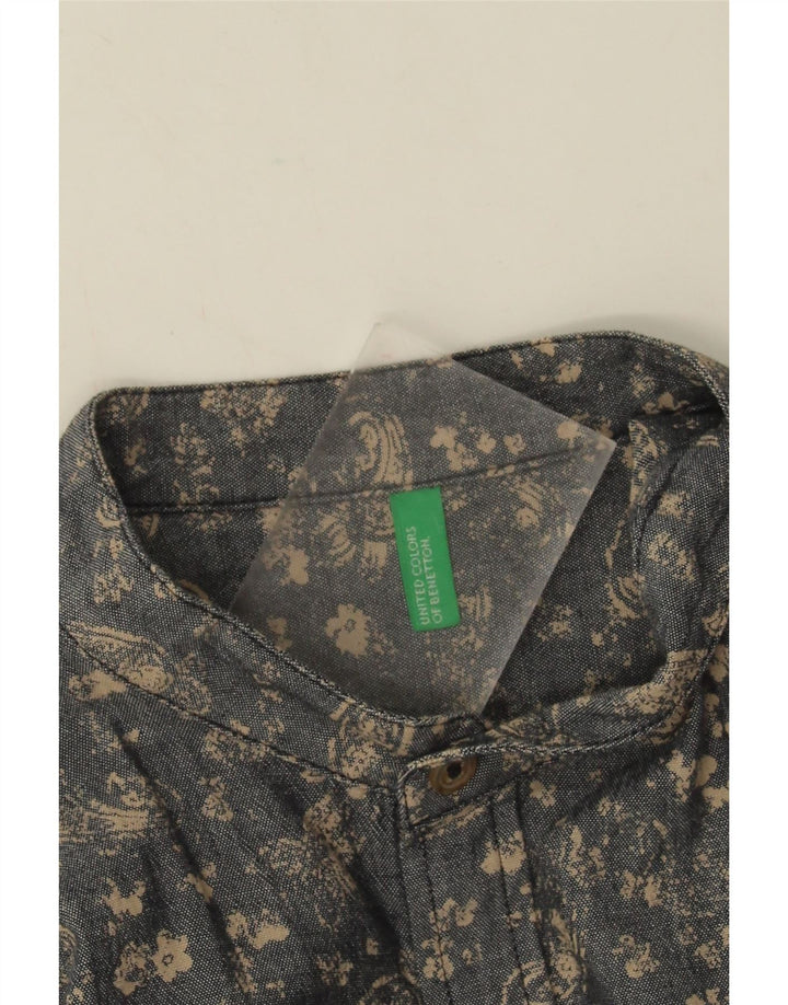 Benetton Mens Shirt Medium Grey Paisley