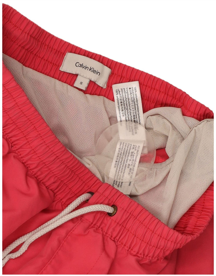 Calvin Klein Mens Graphic Swimming Shorts Small  Pink Colourblock Polyester