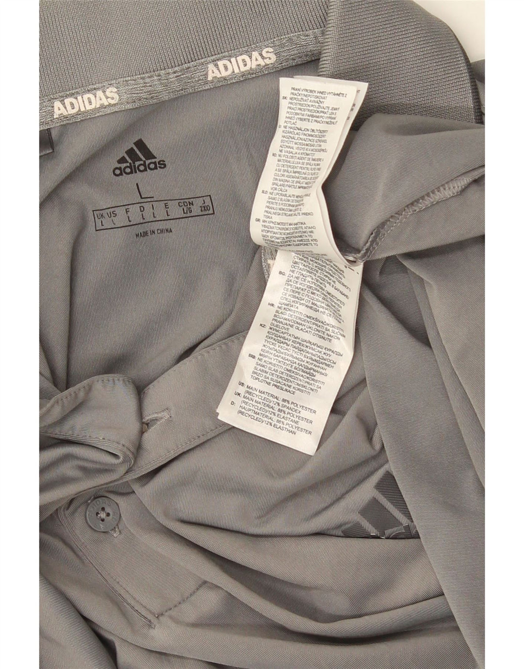 Ανδρικό πουκάμισο πόλο ADIDAS μεγάλο γκρι πολυεστέρα