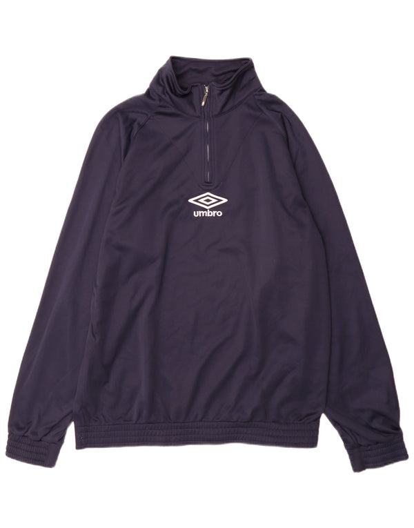 Umbro Mens Pullover Tracksuit Top Jacket XL Navy Blue Polyester