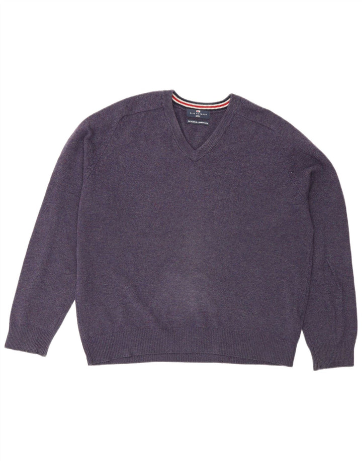 Marks & Spencer Mens Blue Harbour V-Neck Jumper Sweater Medium Purple