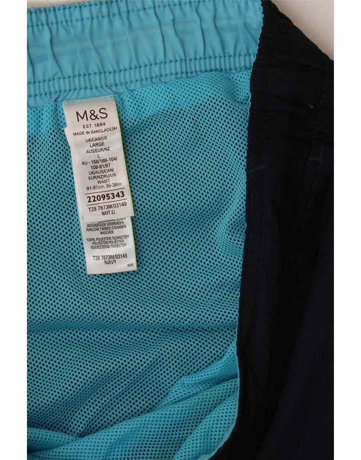 Marks & Spencer Mens Swimming Shorts Large Navy Blue Polyester