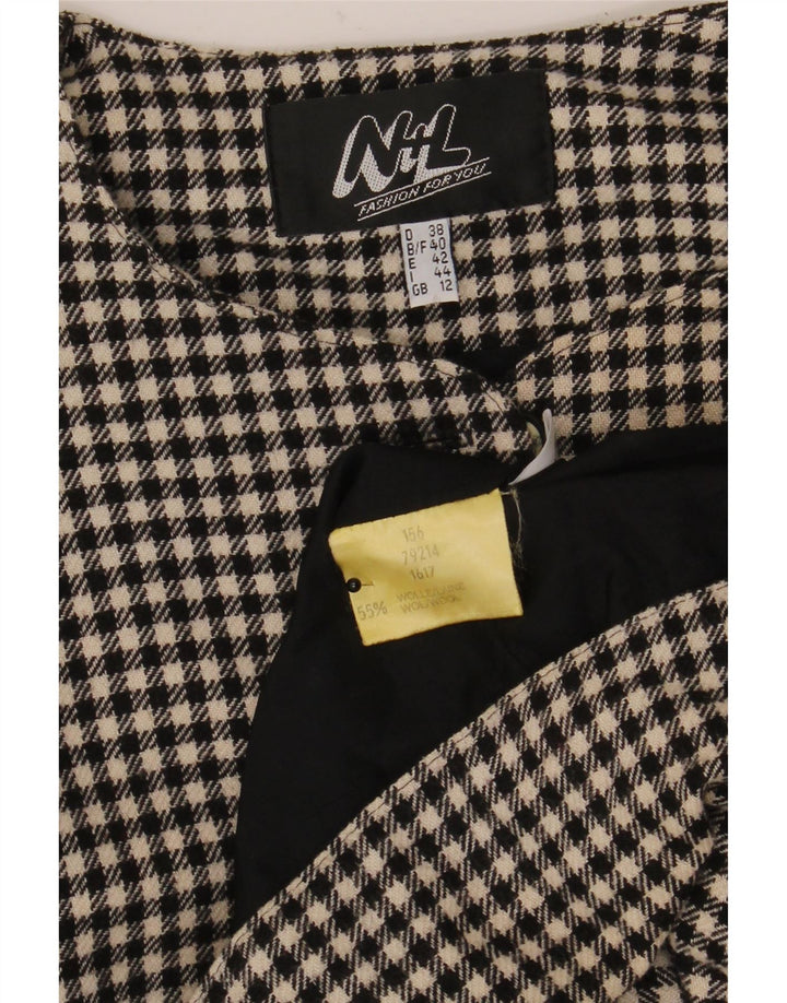 Vintage Womens Bolero Jacket UK 12 Medium Black Houndstooth Wool