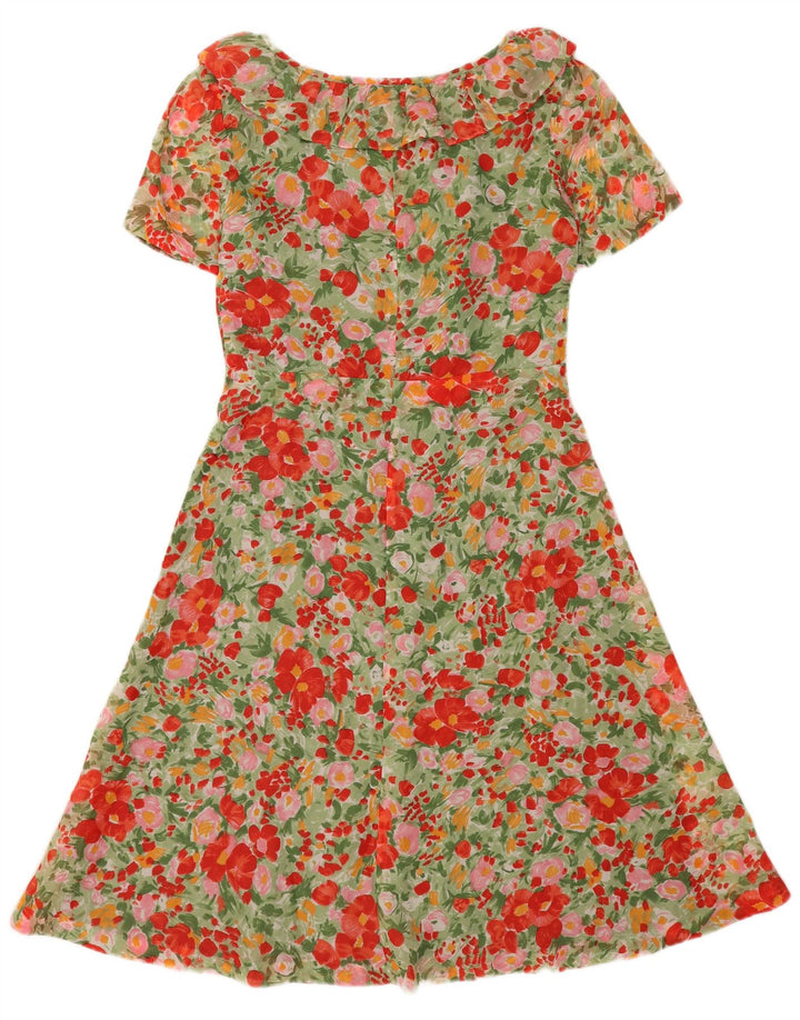 Vintage Womens A-Line Dress UK 12 Medium Multicoloured Floral Polyamide