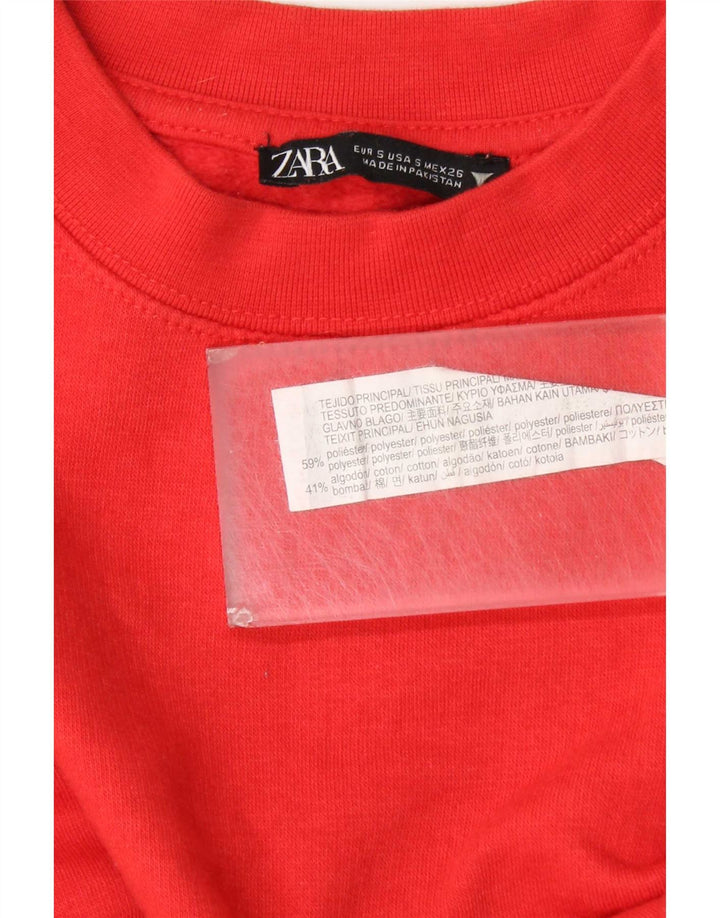 Zara Womens Oversized Sweatshirt Jumper UK 10 Small Red Polyester