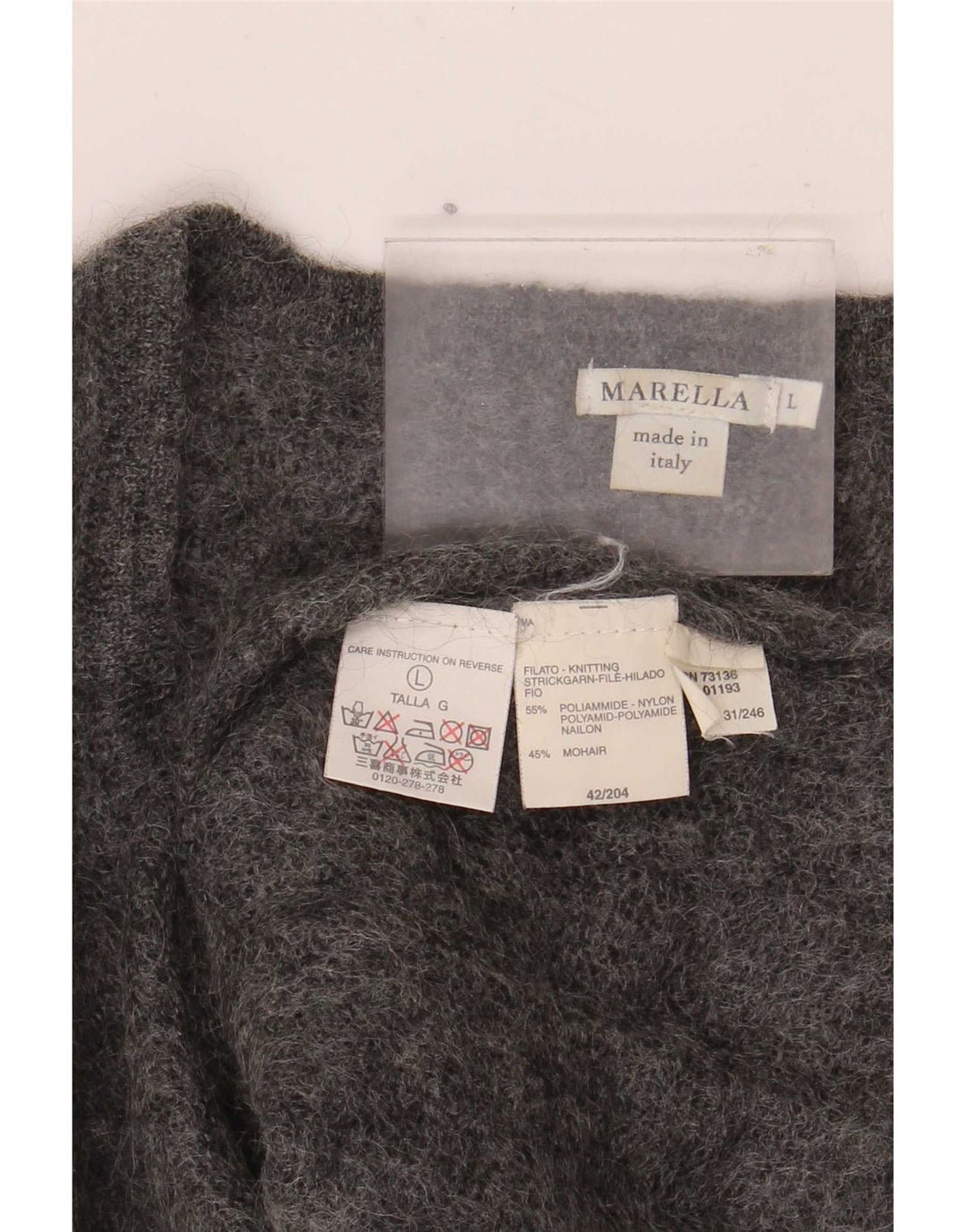 Marella Womens V-Neck Jumper Sweater UK 16 Large Grey Polyamide