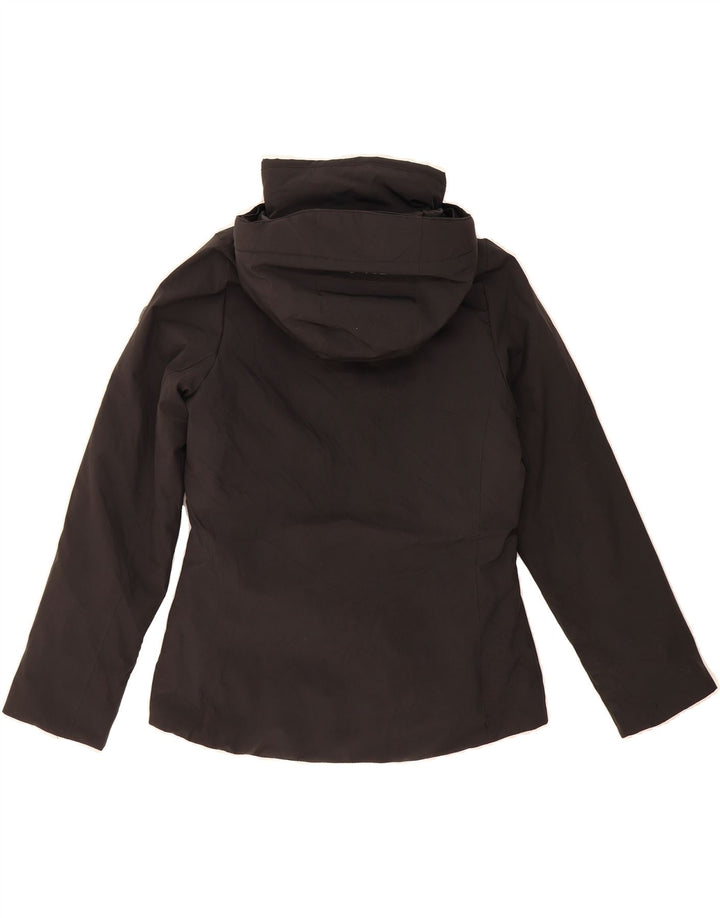 AST Womens Hooded Rain Jacket UK 10 Small Black Animal Print Polyester Vintage AST and Second-Hand AST from Messina Hembry 