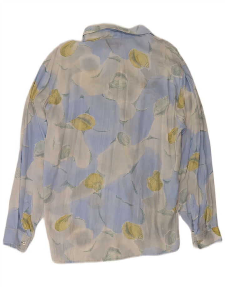 Vintage herreskjorte stor blå blomsterviscose