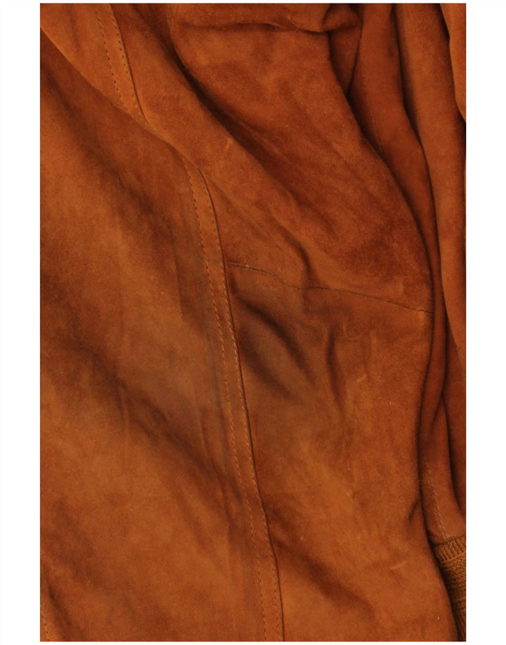 Vintage Mens Suede Bomber Jacket IT 52 XL Brown Leather