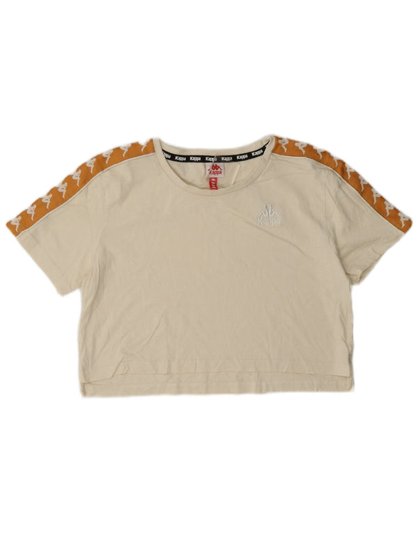 Женская укороченная футболка с графическим рисунком Kappa UK 6 XS Off White Colorblock