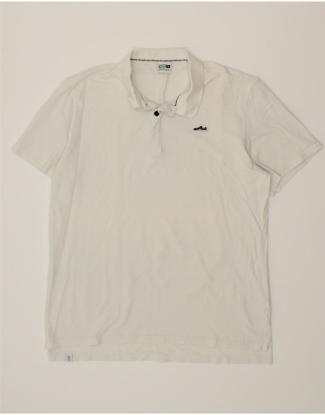 PUMA Mens Polo Shirt 2XL Off White Cotton Vintage Puma and Second-Hand Puma from Messina Hembry 