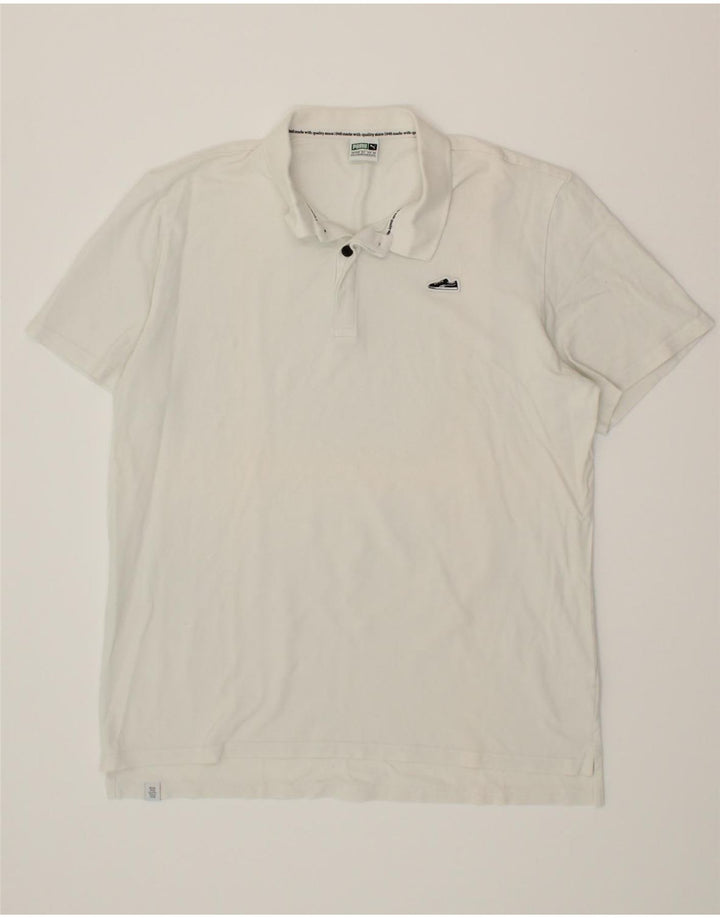PUMA Mens Polo Shirt 2XL Off White Cotton Vintage Puma and Second-Hand Puma from Messina Hembry 