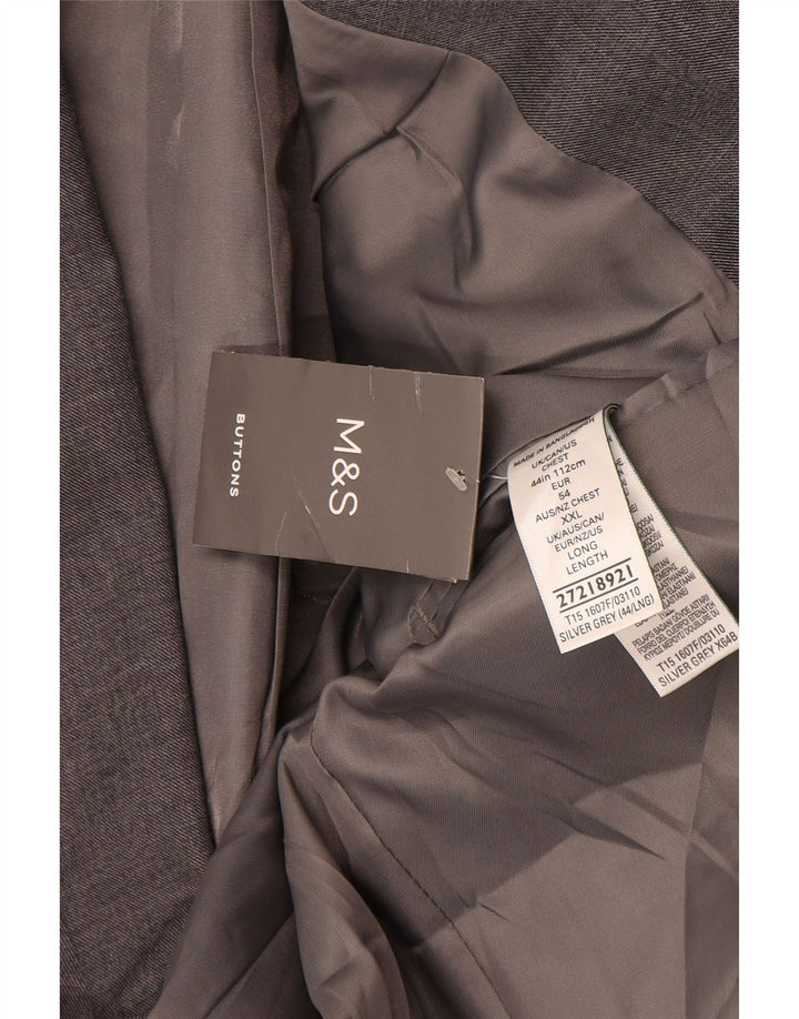 Jaqueta blazer masculina de 2 botões Marks & Spencer Reino Unido 44 XL cinza poliéster