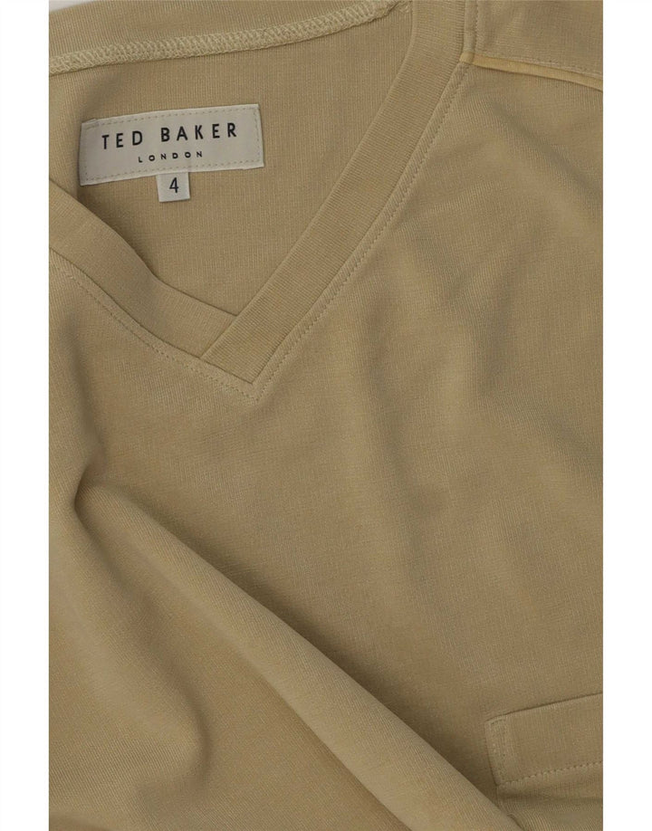 Ted Baker Mens T-Shirt Top Size 4 Large Khaki Cotton