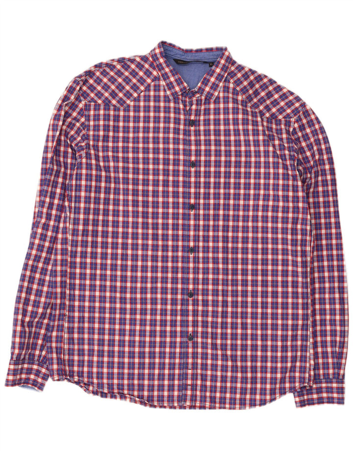 Tom Tailor Mens Shirt XL Blue Check Cotton