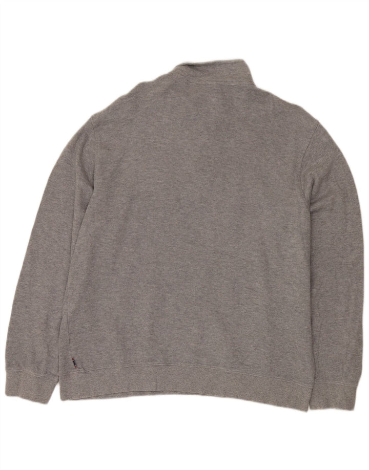 IZOD Mens Zip Neck Jumper Sweater Large Grey Cotton