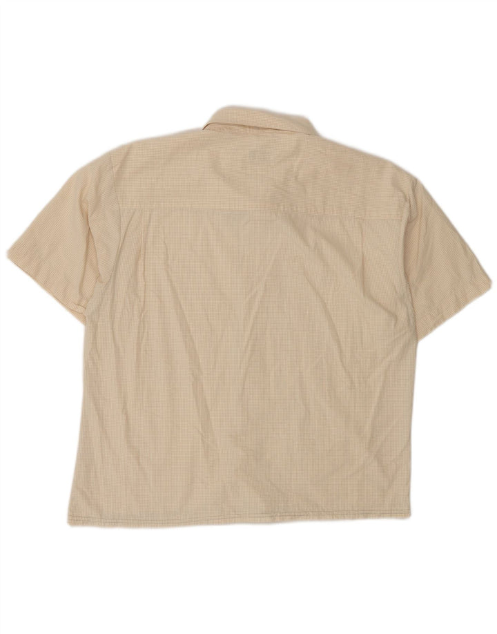 Izod Mens Short Sleeve Shirt 2XL Beige Gingham Cotton
