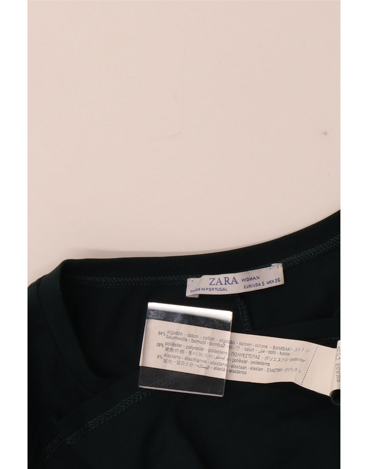ZARA Womens Basic Dress UK 10 Small Green Cotton Vintage Zara and Second-Hand Zara from Messina Hembry 