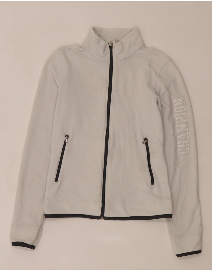 Champion Womens Graphic Fleece Jacket UK 10 Small White Polyester