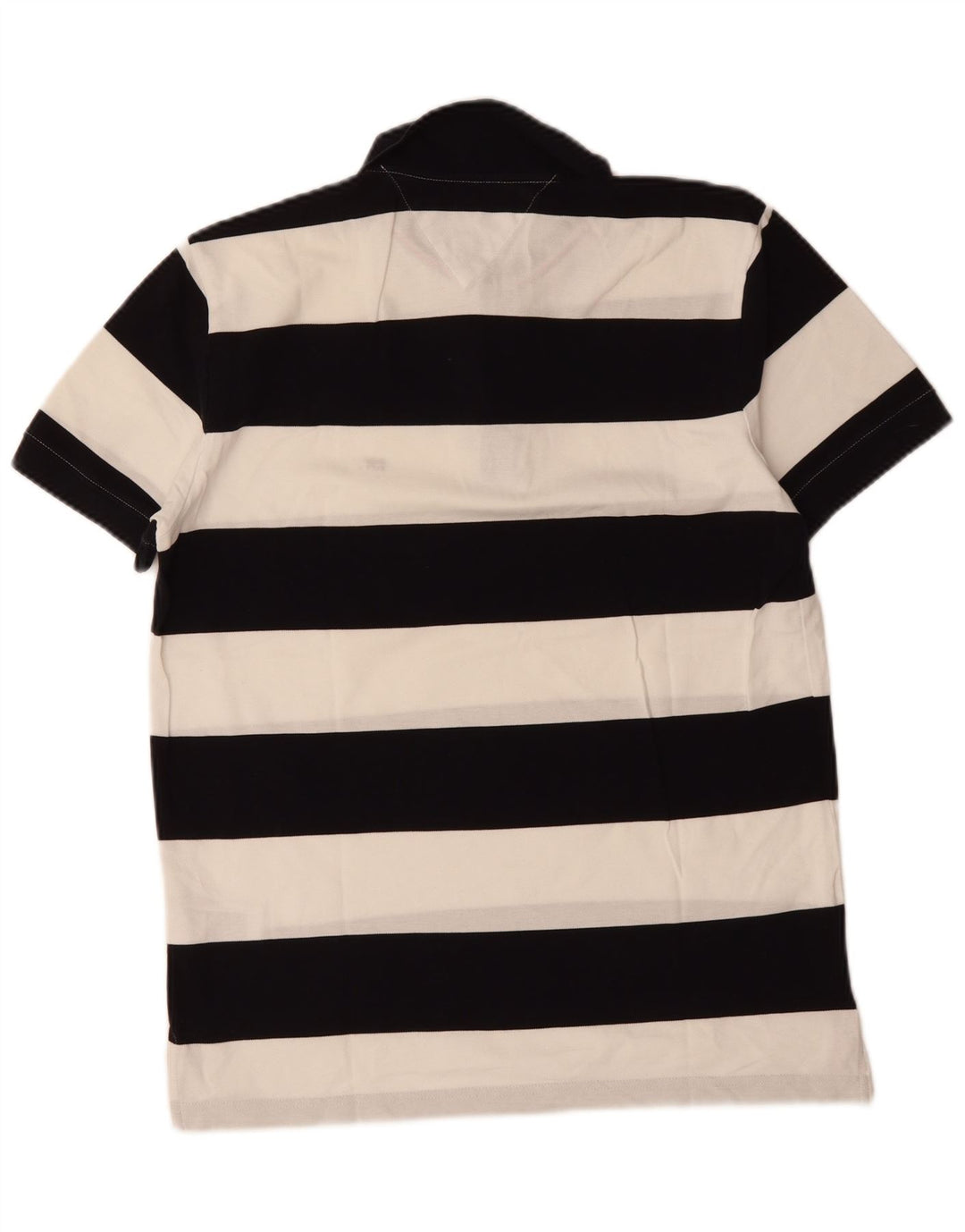 Tommy Hilfiger Mens Regular Fit Polo Shirt Medium Black Striped Cotton