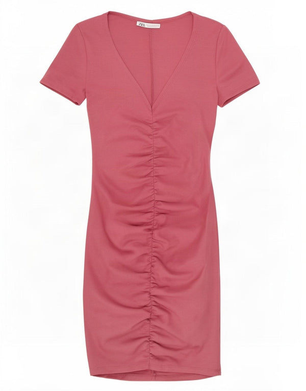 Zara Womens Bodycon Dress UK 8 Small Pink Polyester