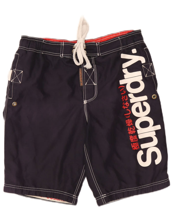 Superdry Mens Graphic Swimming Shorts Medium Navy Blue Polyester