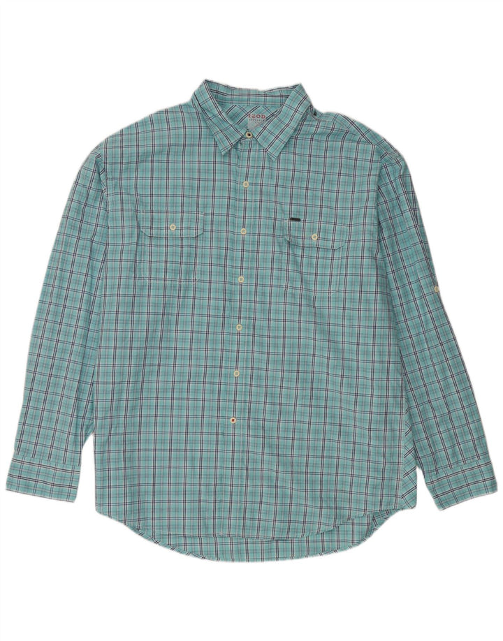 IZOD Mens Big & Tall Shirt 2XL Blue Check Cotton
