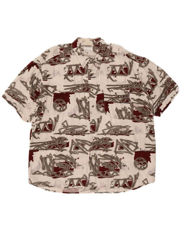 Camicia a maniche corte da uomo con motivo astratto Via Cortesa XL bianca