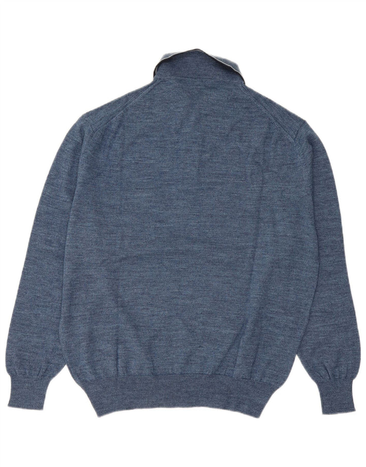 Canda Mens Polo Neck Jumper Sweater IT 48/50 Medium Blue Virgin Wool