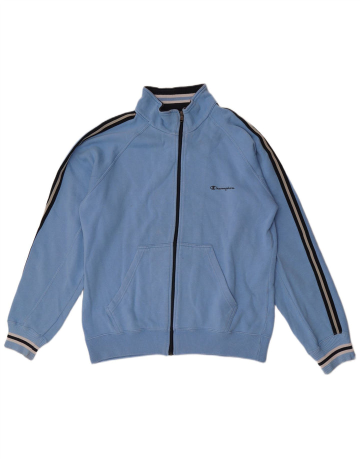 Champion Mens Tracksuit Top Jacket Large Blue Striped Cotton