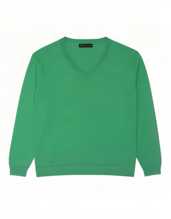 Maglione oversize con scollo a V da donna Marks & Spencer UK 10 piccolo verde