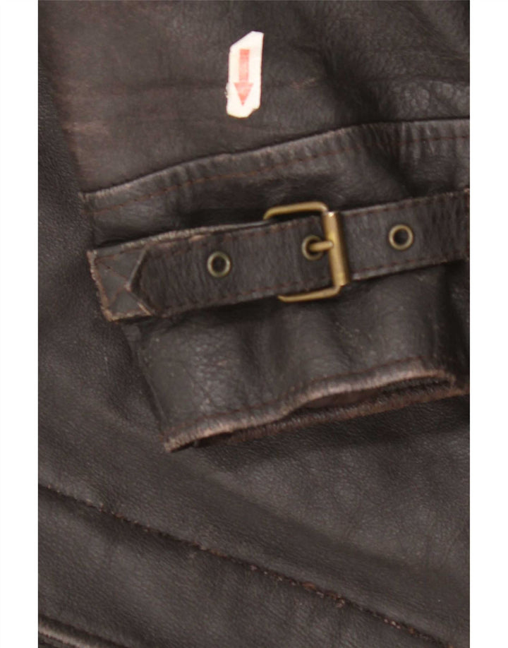 Giacca in pelle vintage da uomo UK 40 grande in pelle marrone