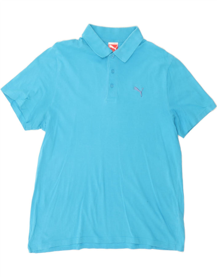 PUMA Mens Polo Shirt Large Blue Cotton Vintage Puma and Second-Hand Puma from Messina Hembry 