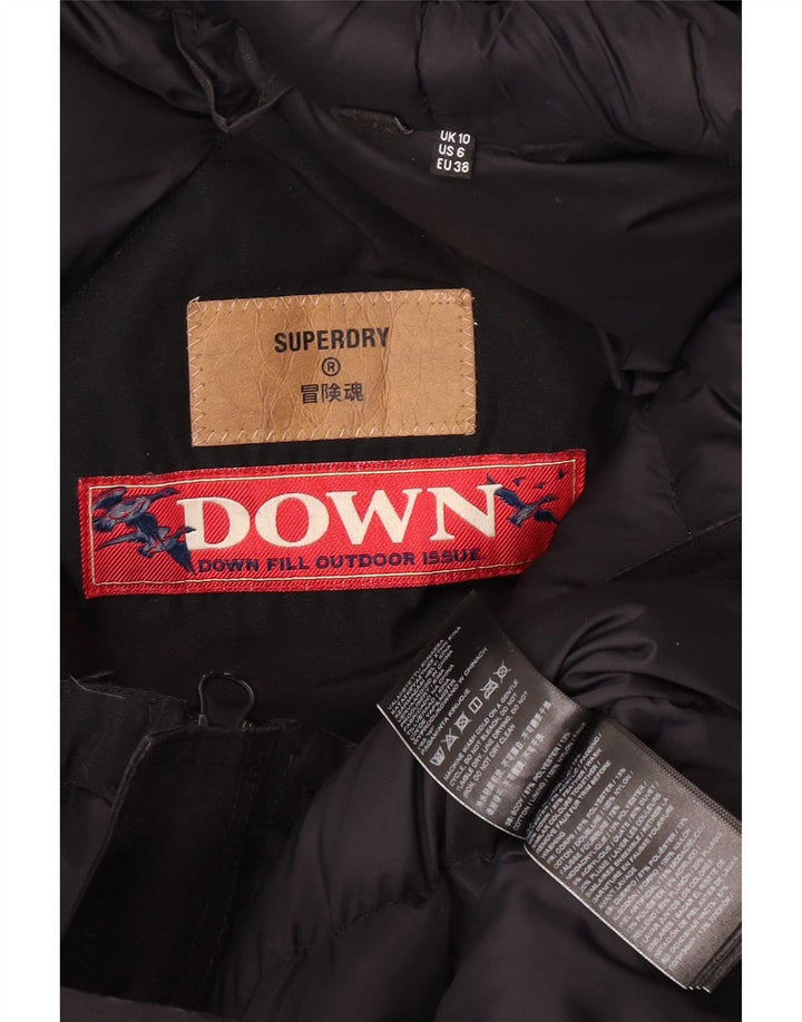 Giacca Parka da donna con cappuccio Superdry UK 10 Small Nero Poliestere