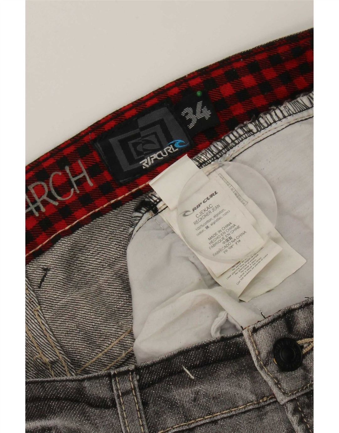 Jeans dritti da uomo Rip Curl W34 L33 cotone grigio