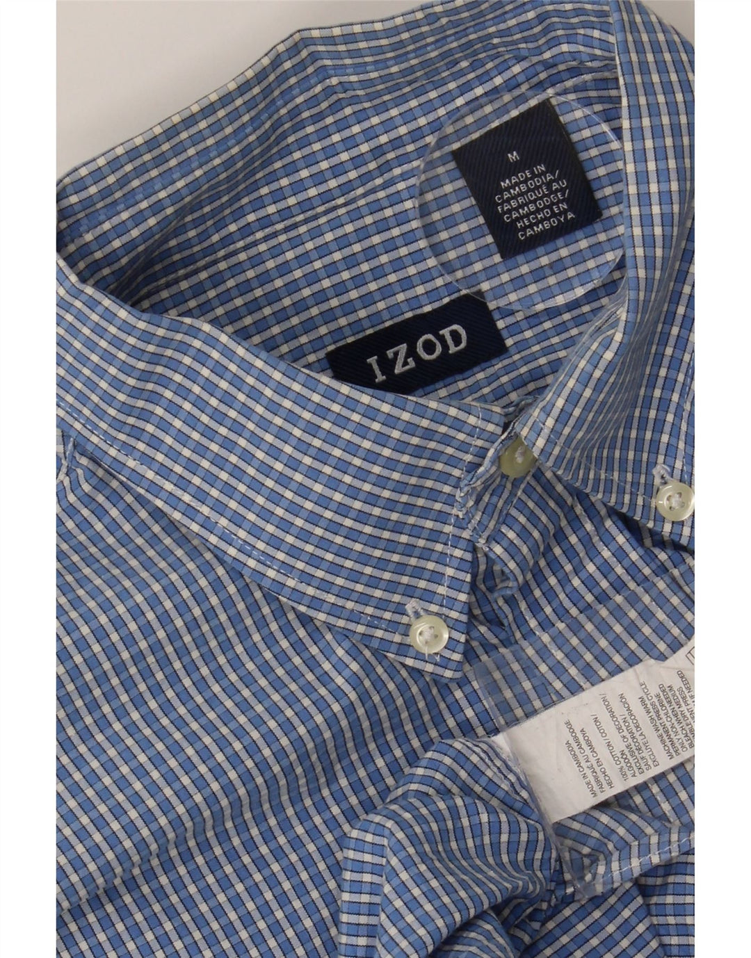 IZOD Mens Shirt Medium Blue Check Cotton Vintage Izod and Second-Hand Izod from Messina Hembry 
