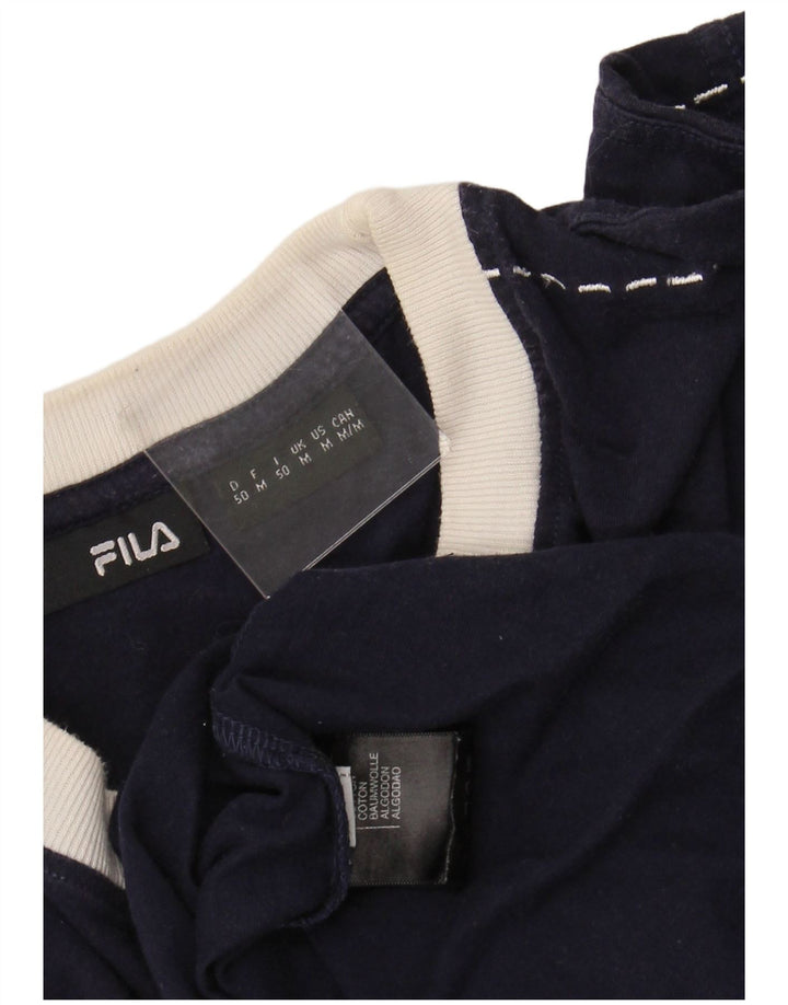 FILA Mens Graphic T-Shirt Top Medium Navy Blue Cotton