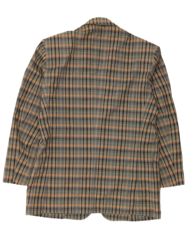 Ingram Womens Azimut 2 Button Blazer Jacket IT 48 XL Green Check Cotton