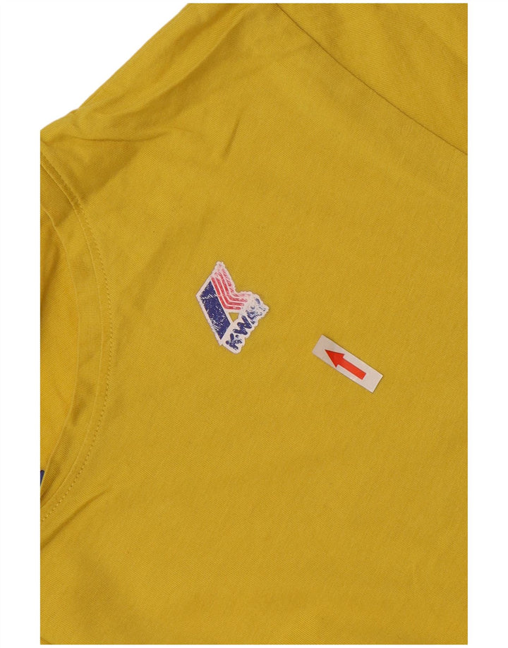 K-Way Mens T-Shirt Top Large Yellow Cotton