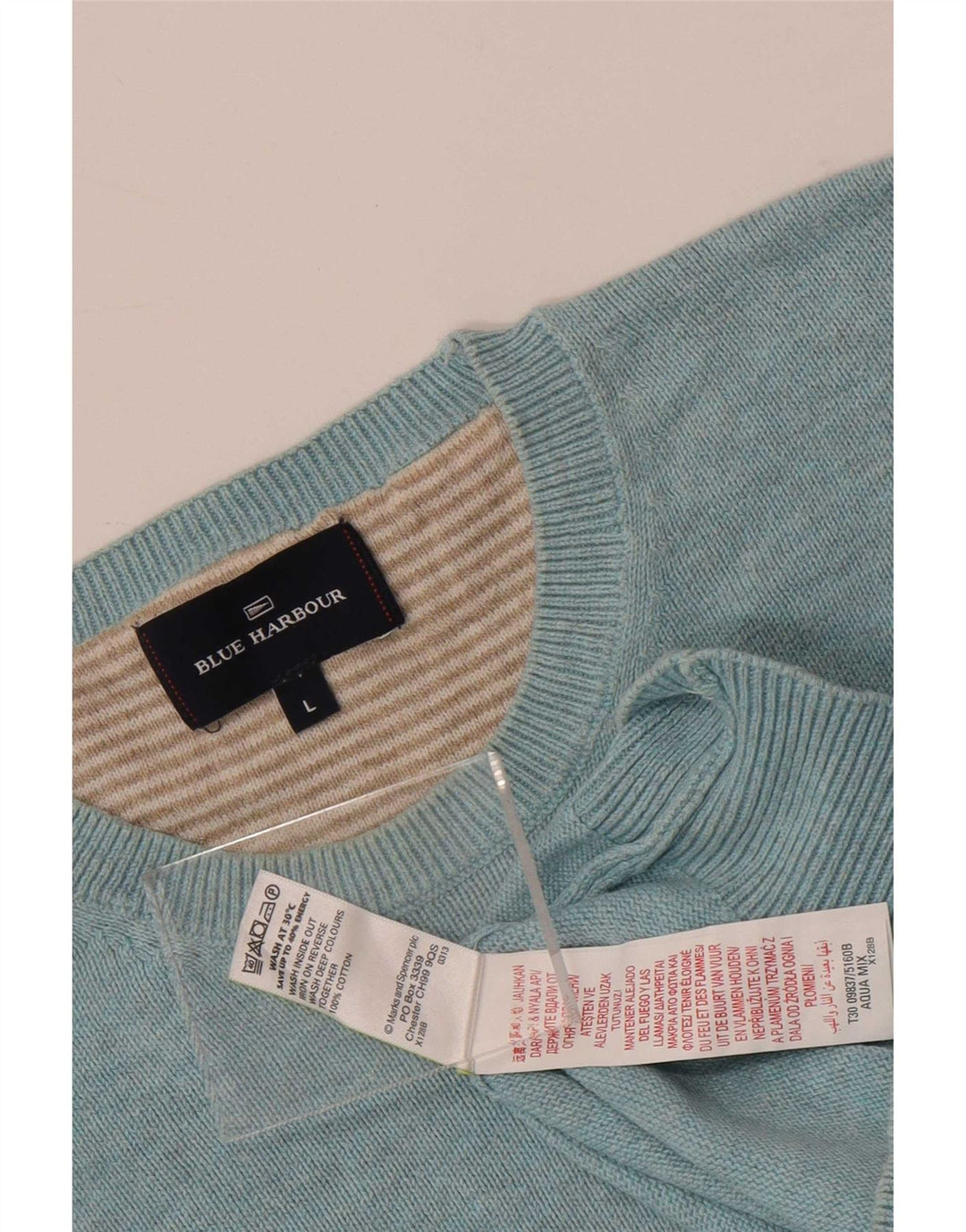 Marks & Spencer Mens Blue Harbour Crew Neck Jumper Sweater Large Blue