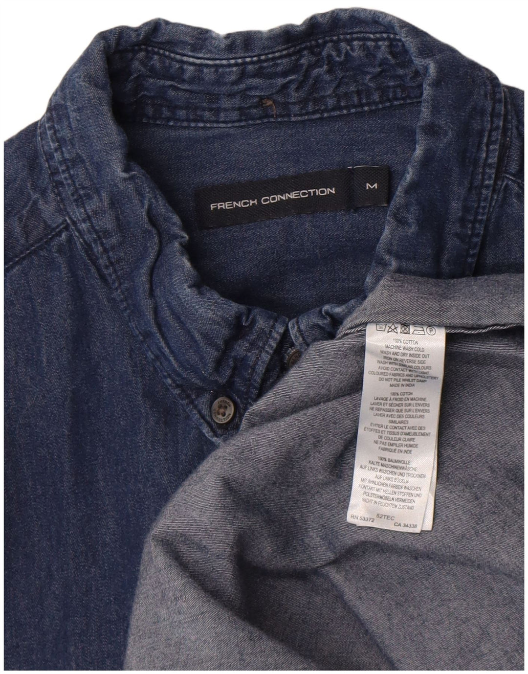 Camicia di jeans da uomo French Connection in cotone blu medio