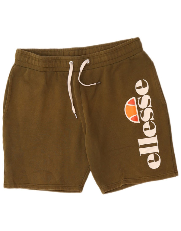 Ellesse Mens Graphic Sport Shorts Large Khaki Cotton
