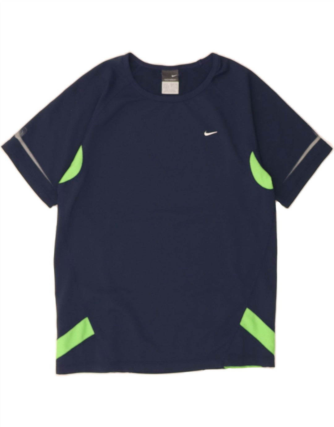 NIKE Womens T-Shirt Top UK 10/12 Medium Navy Blue Colourblock Polyester Vintage Nike and Second-Hand Nike from Messina Hembry 