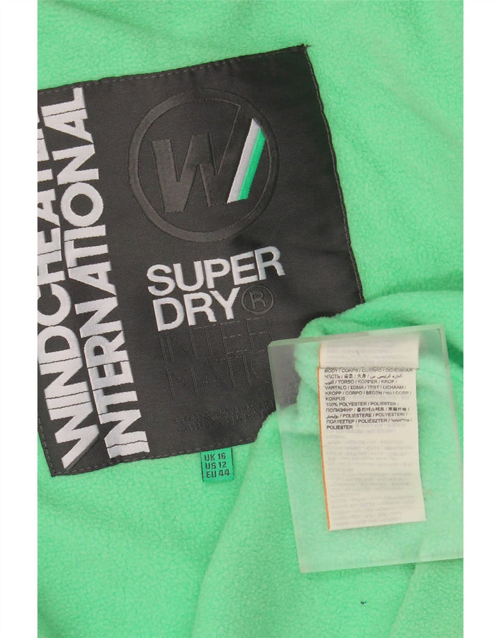 Giacca a vento con cappuccio da donna SUPERDRY UK 16 Large Grigio Poliestere