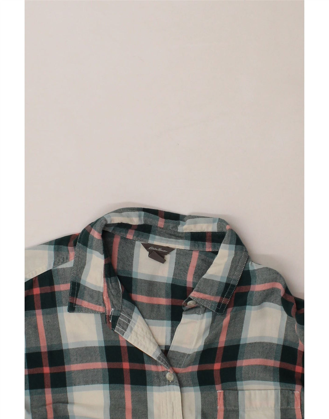 EDDIE BAUER Womens Flannel Shirt UK 14 Medium Black Check Cotton Vintage Eddie Bauer and Second-Hand Eddie Bauer from Messina Hembry 