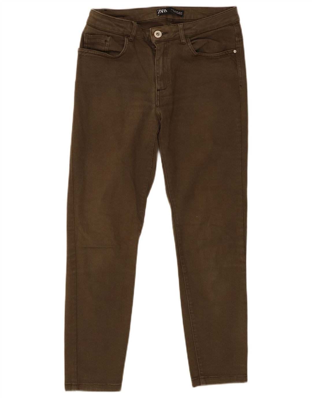 Zara Womens Cropped Jeans EU 38 Small W28 L24 Khaki