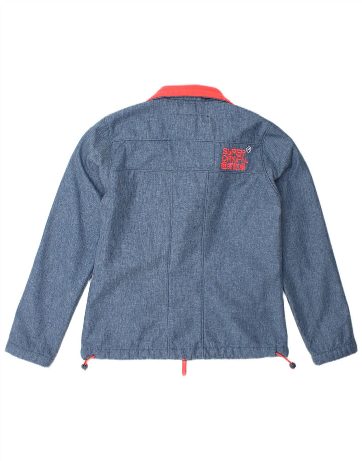 SUPERDRY Womens Windtrekker Windbreaker Jacket UK 14 Medium Blue Polyester
