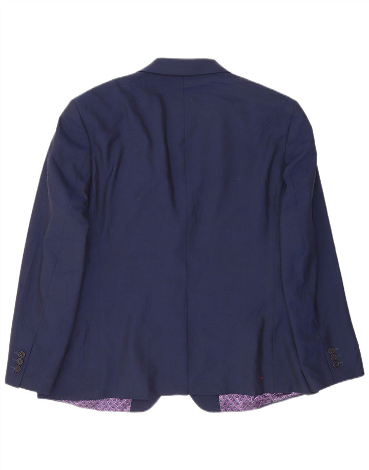 Ted Baker Veste Blazer 2 Boutons Homme UK 46 3XL Bleu Marine Laine